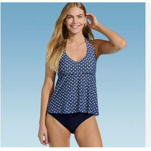 Lands' End Women's Flutter Halter Tankini Top Medium 10-12 NEW